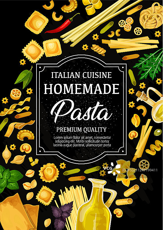 意大利面食，菜单上的糕点食品图片素材