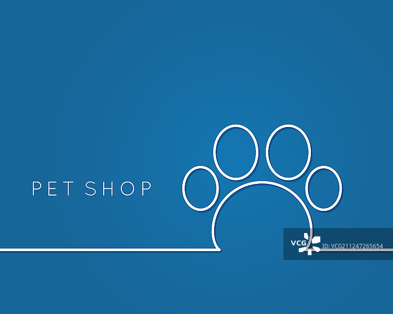 宠物店线性宠物爪子在蓝色的背景图片素材