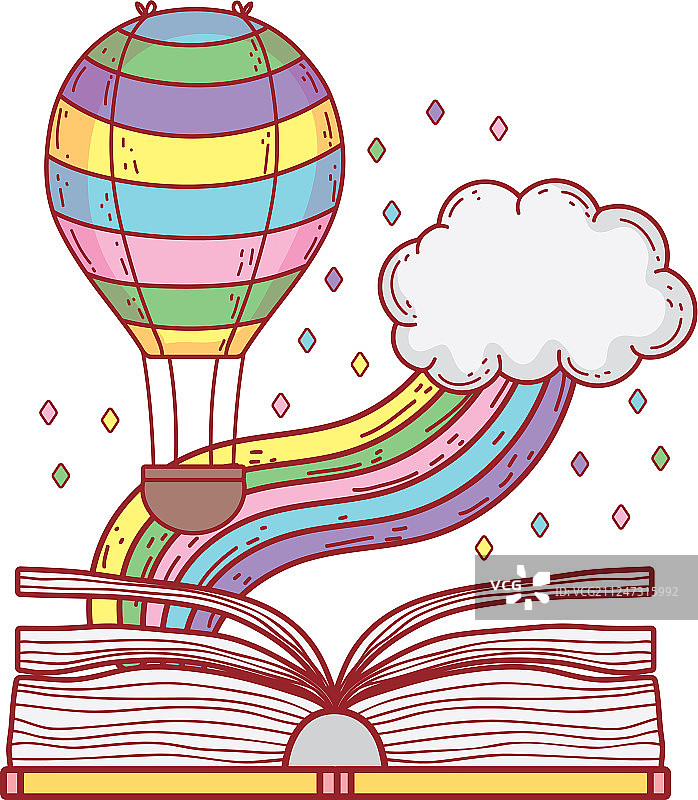 有彩虹和氦气气球的教科书图片素材