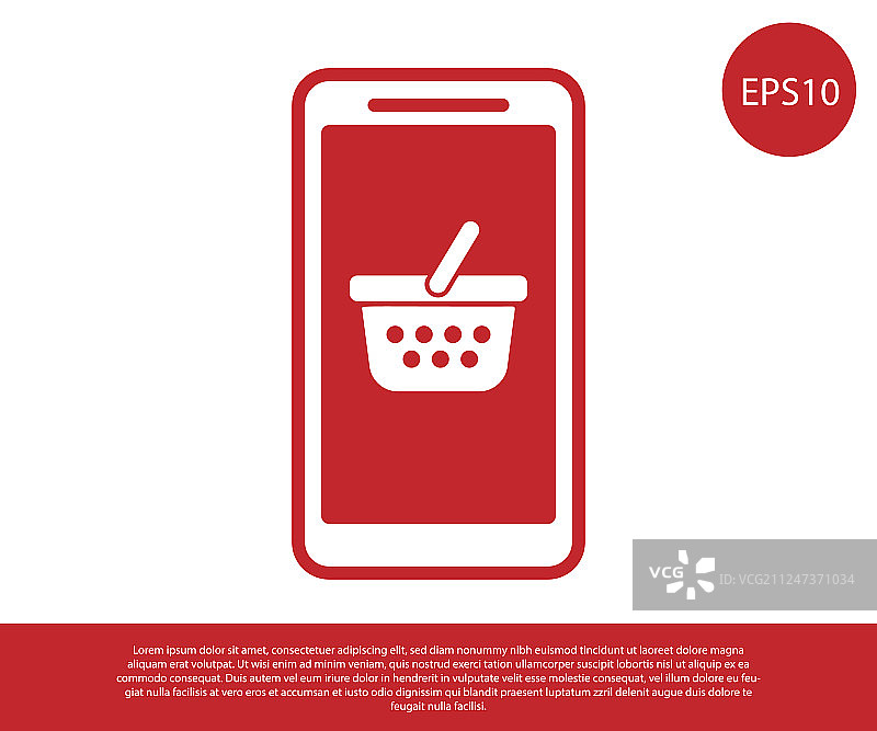 红色的手机和购物篮的图标图片素材