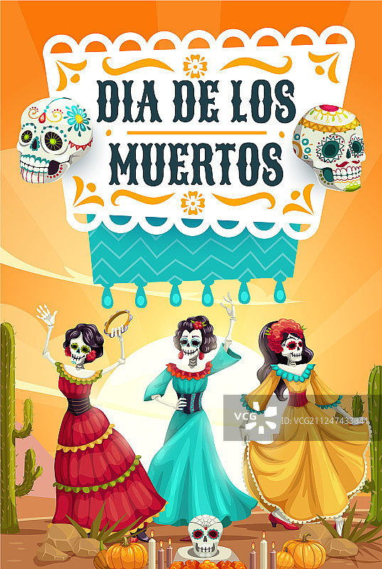 日死人骷髅墨西哥派对节日舞蹈图片素材