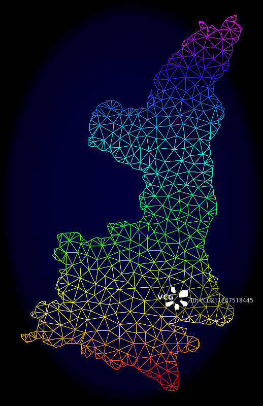 陕西二维多边形彩虹网格地图图片素材
