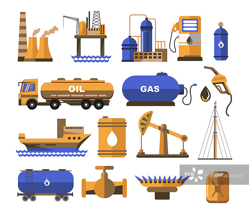 石油和天然气燃料工厂或工厂站和图片素材