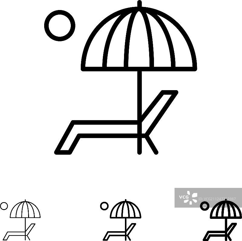 沙滩伞长椅享受夏天的大胆和薄图片素材