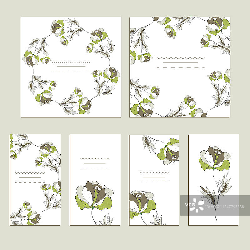 植物卡片与野花和叶子图片素材
