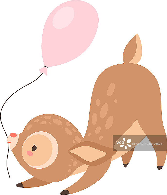 可爱的小鹿和粉红色的气球可爱的森林图片素材