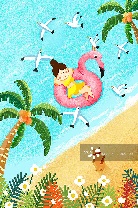 24节气大暑海边插画图片素材