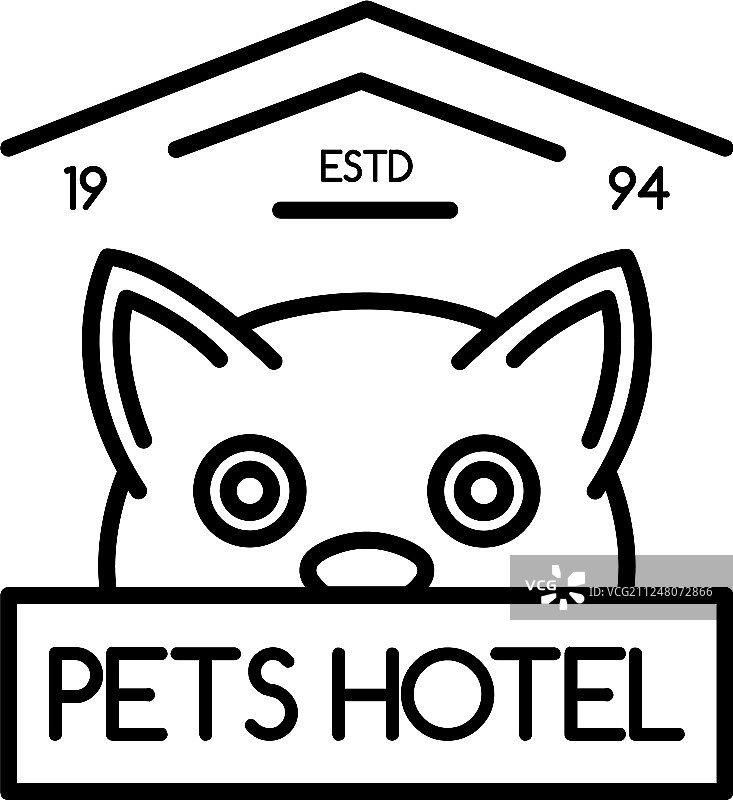 现代宠物酒店标志轮廓风格图片素材
