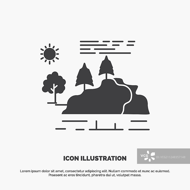 山景自然山雨图标字形图片素材