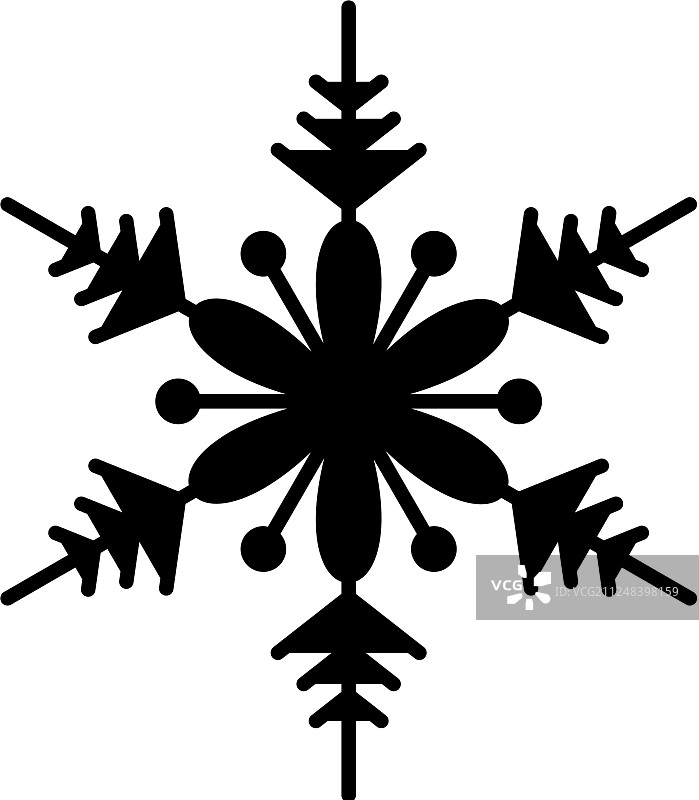 可爱的雪花黑色图标标志孤立图片素材