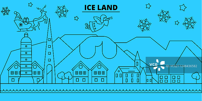 冰岛冬季假日天际线圣诞快乐图片素材