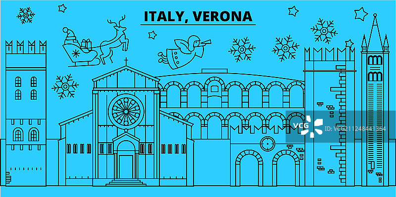 意大利维罗纳冬季假期天际线欢乐图片素材