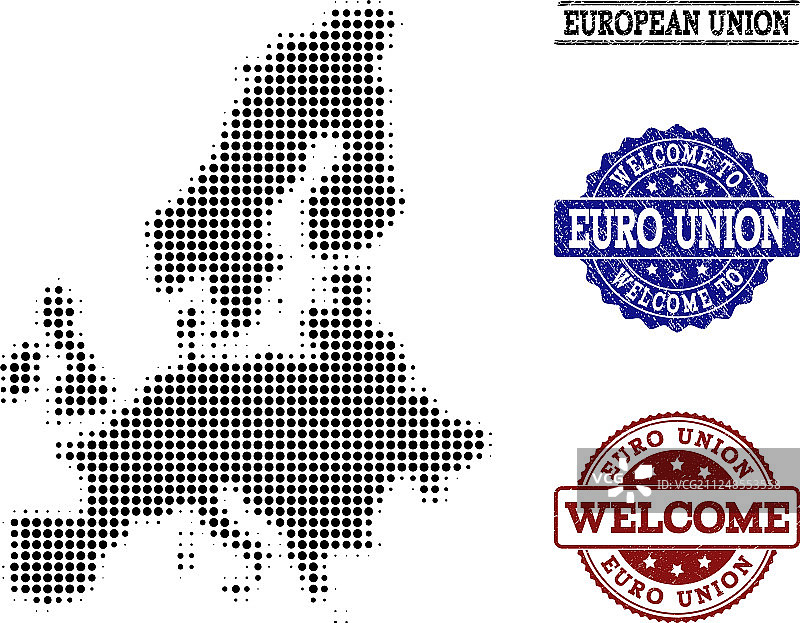 欢迎欧盟半色调地图的组成图片素材
