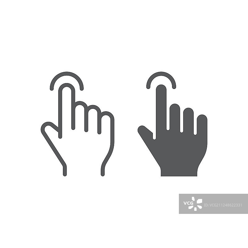 点击线条和字形图标，手指和手势图片素材