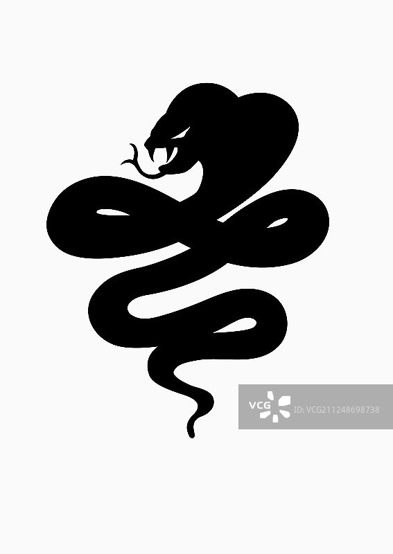 黑色剪影蛇孤立的象征或图标图片素材