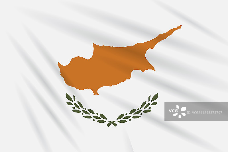 塞浦路斯国旗在风中摇曳逼真图片素材