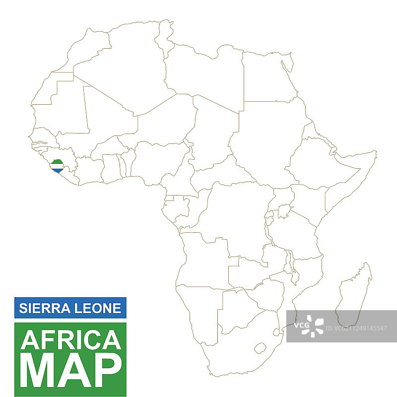 非洲等高线地图与突出的塞拉利昂图片素材