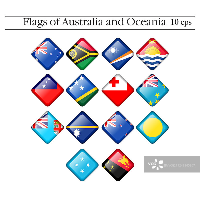 一套钻石形状的图标旗帜澳大利亚和图片素材