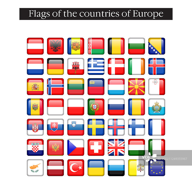一套旗帜方形图标亚洲10 eps图片素材
