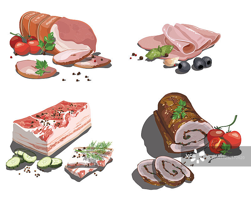 设定卡通食品程式化的生肉图片素材
