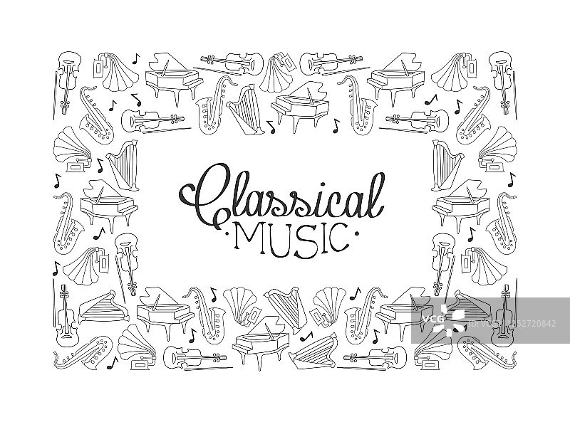 古典音乐框架手绘音乐图片素材