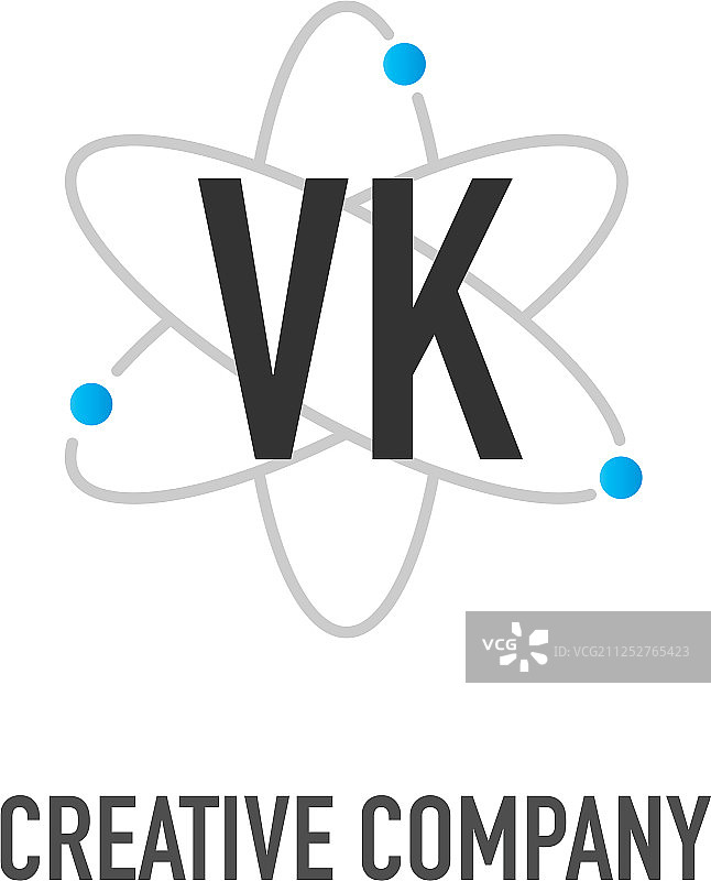 原子中子设计标志的首字母vk图片素材