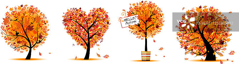 秋季树木收集为您的设计图片素材