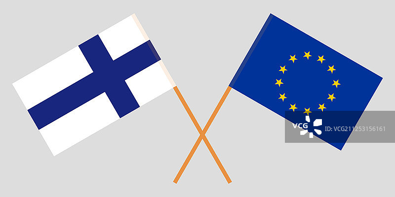 芬兰和欧盟的旗帜图片素材