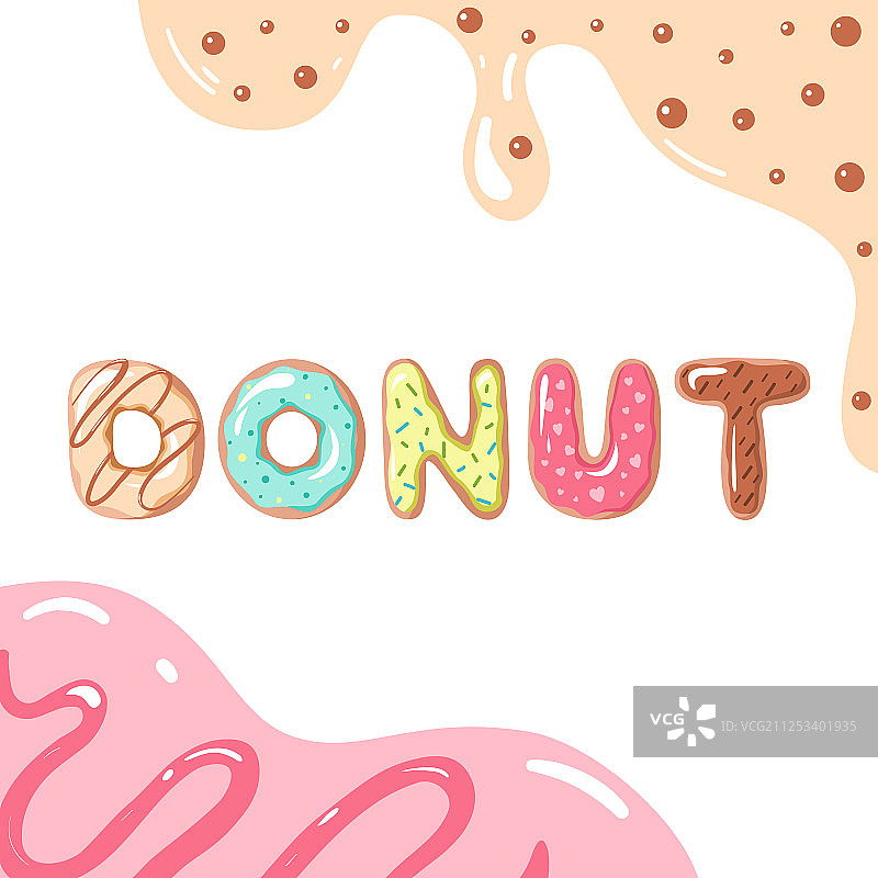 白色背景上的甜甜圈字体图片素材