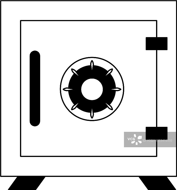 保险箱货币符号孤立在黑色和白色图片素材