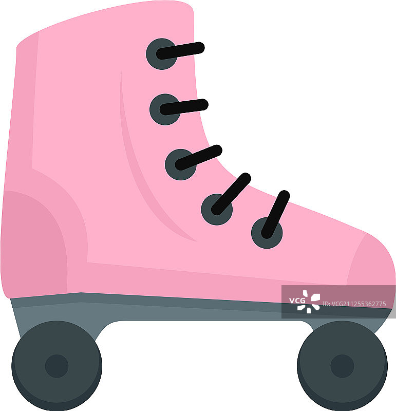粉色旱冰鞋图标平坦风格图片素材