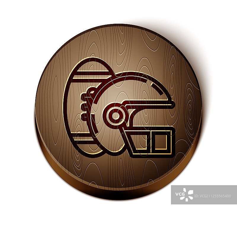棕色线美国橄榄球和头盔图标图片素材