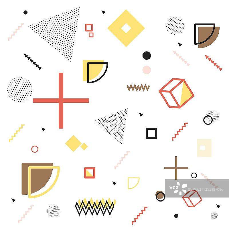 孟菲斯矢量插画 几何图案和色块的活泼组合设计系列图片素材