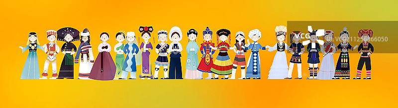 中国传统文化少数民族服饰插画集合图片素材