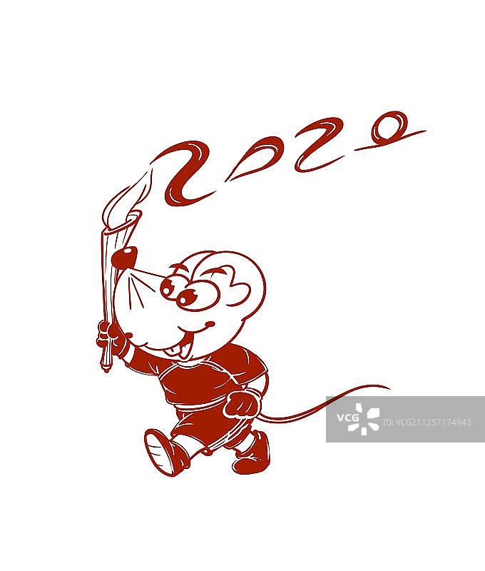 鼠年过年喜庆的老鼠火炬2020图片素材