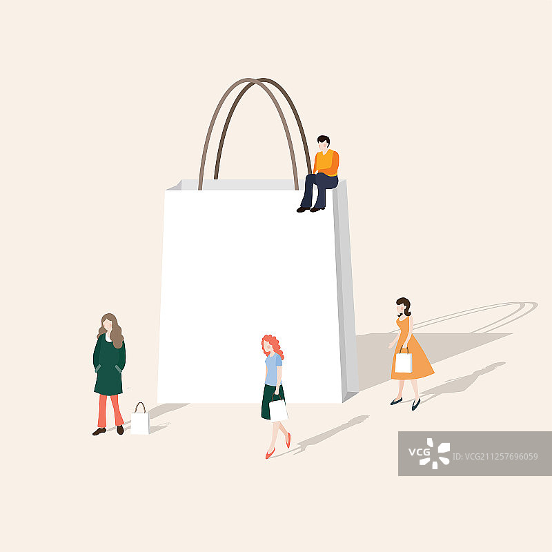 一组人步行购物空白纸图片素材