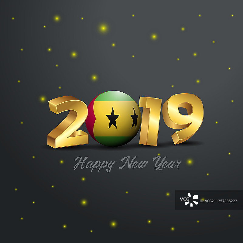 2019年圣多美和普林西比国旗新年快乐图片素材