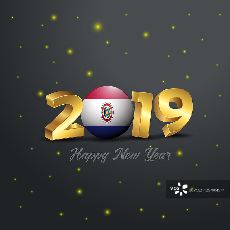 2019年新年快乐巴拉圭国旗排版图片素材