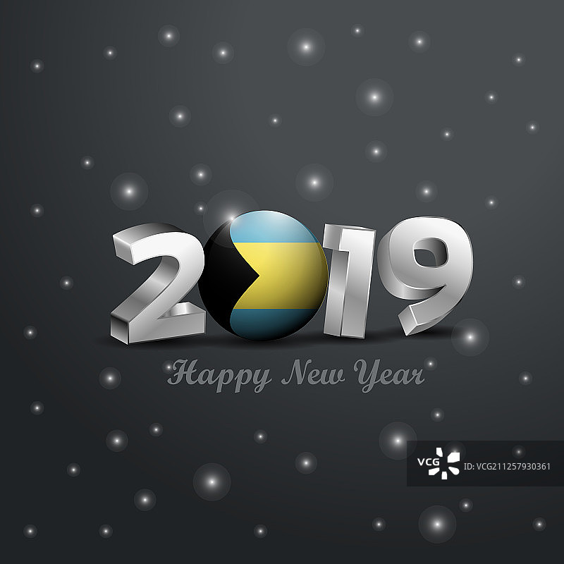 2019年新年快乐，巴哈马国旗排版图片素材