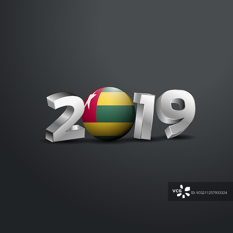 2019年灰色字体与多哥国旗快乐新图片素材