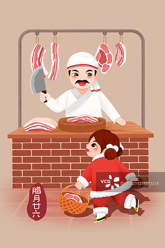 中国过年习俗系列—腊月二十六割年肉图片素材