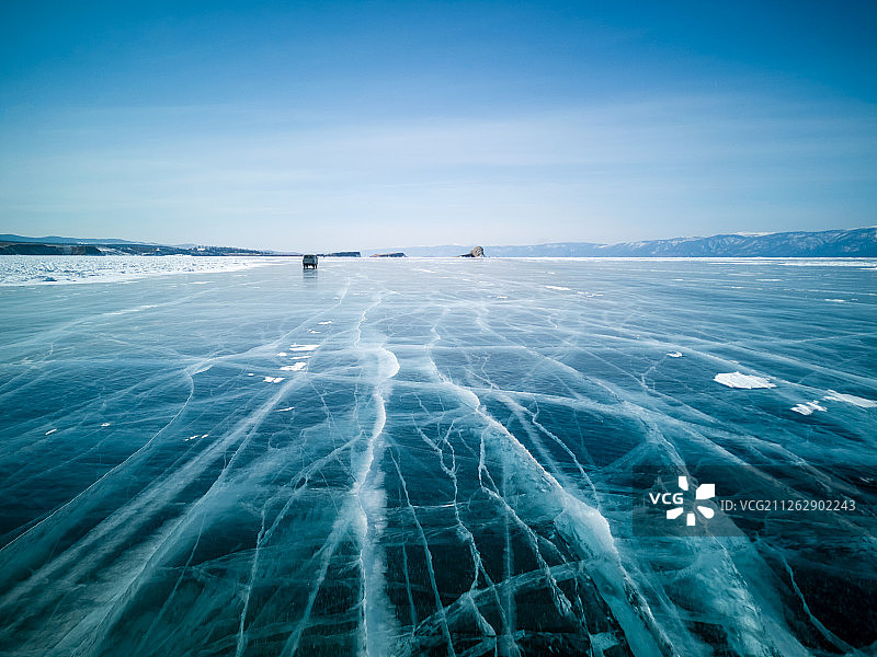 贝加尔湖的蓝冰世界图片素材