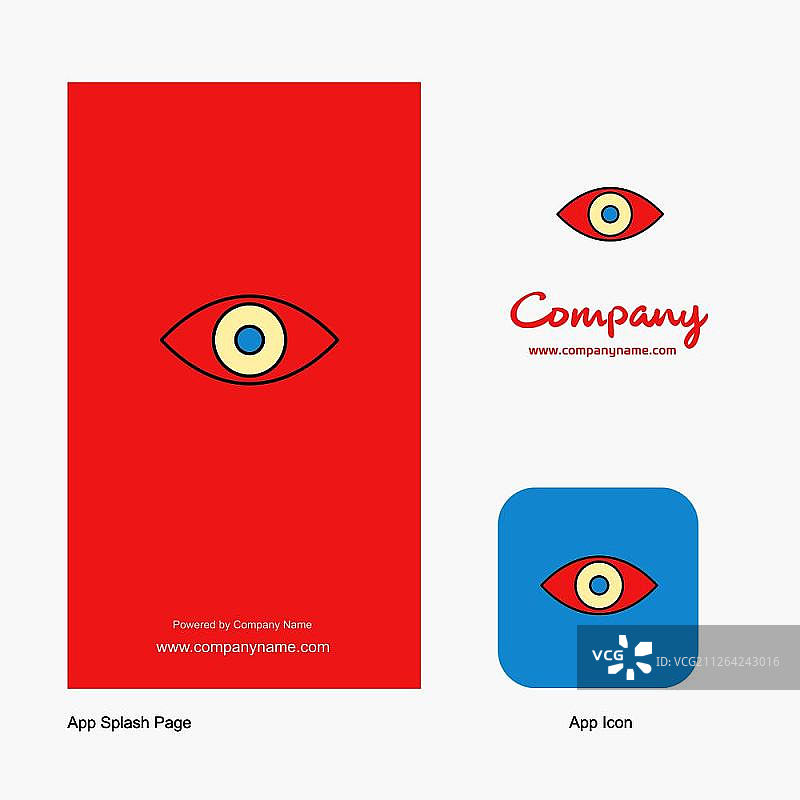 眼公司标志应用程序图标和Splash页面设计。创意商业应用设计元素图片素材