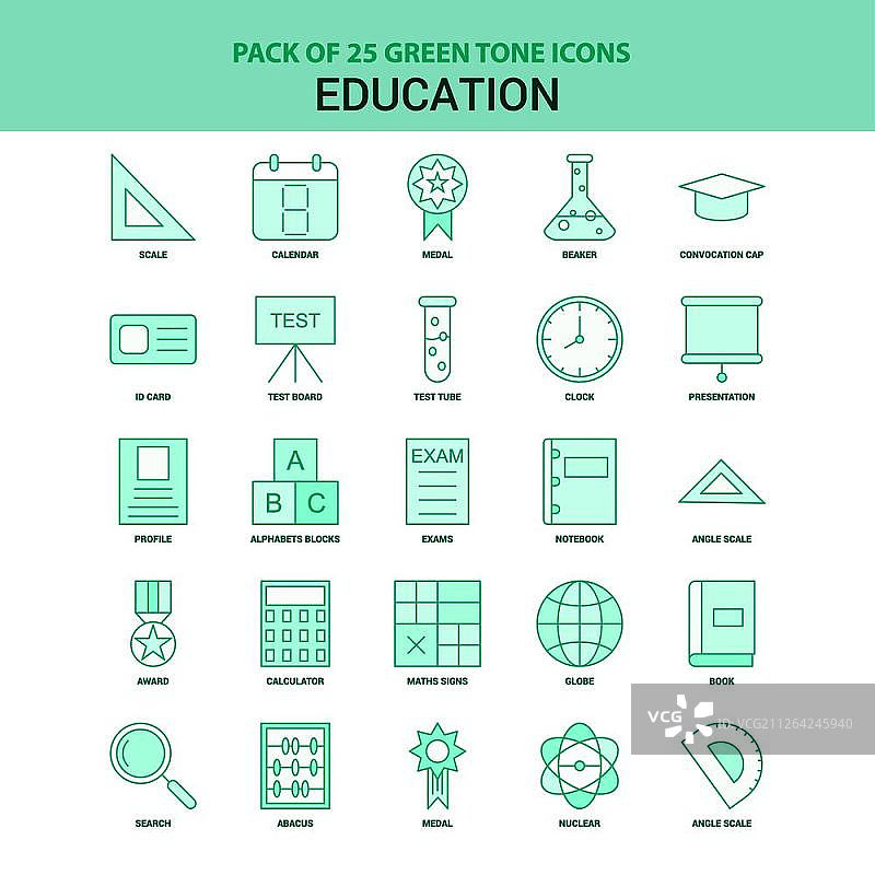 25个绿色教育图标图片素材