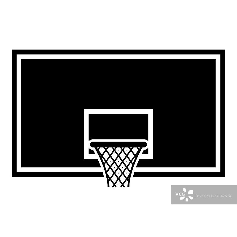 篮球篮板球篮球箍在篮板球图标黑色矢量插图平面风格简单的图像图片素材