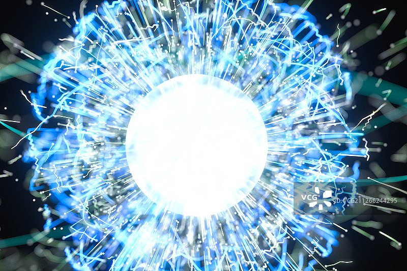 球形蓝色火花能量球 三维渲染图片素材