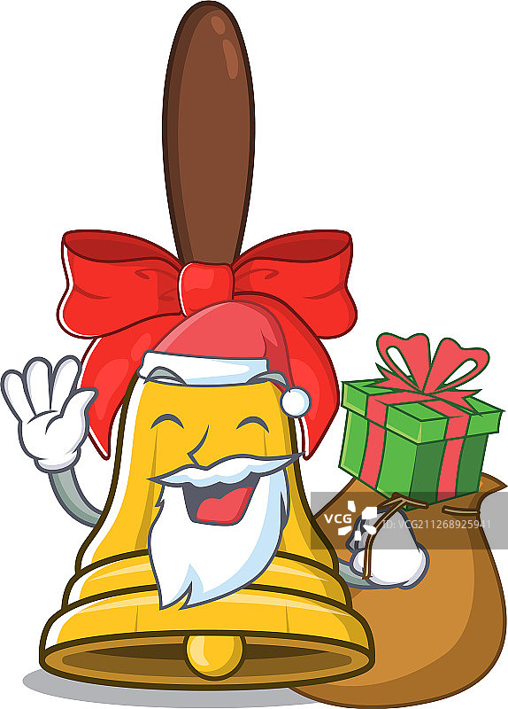 圣诞老人与礼物圣诞钟声的性格图片素材
