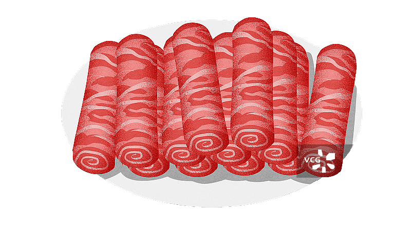 一盘羊肉卷食材插画图片素材