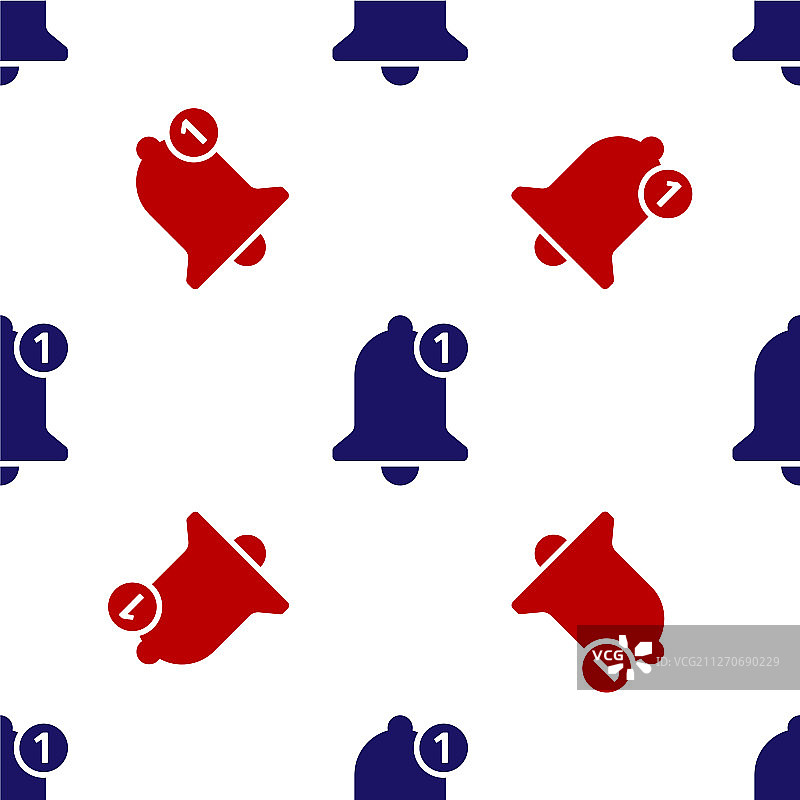 蓝色和红色铃铛图标隔离无缝模式图片素材