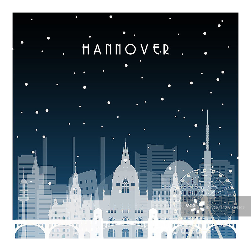 冬夜在汉诺威夜城平式图片素材